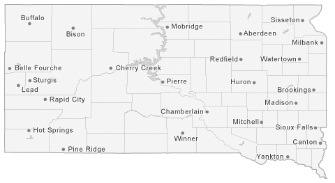 Map of South Dakota